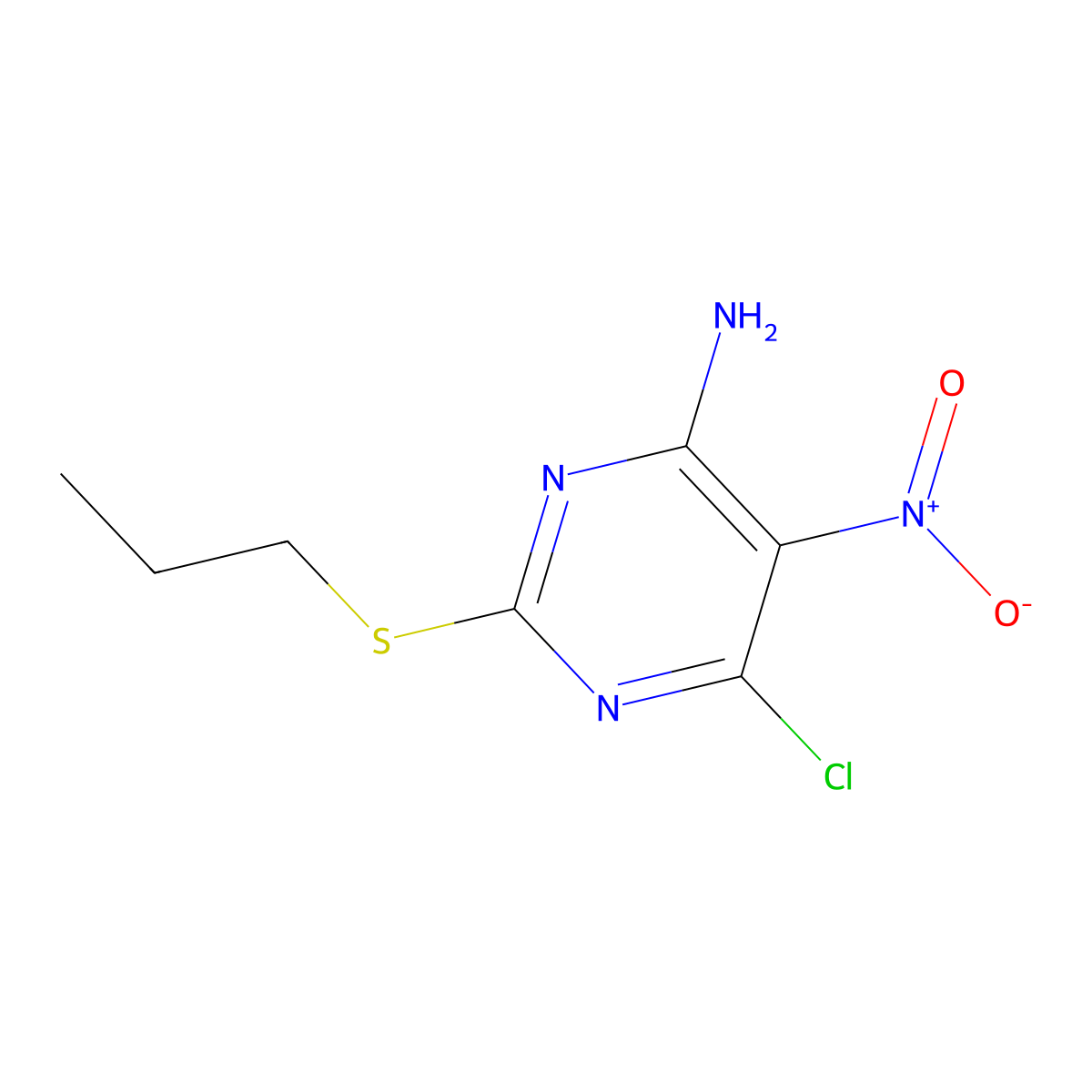 6-Chloro-5-nitro-2-(propylsulfanyl)pyrimidin-4-amine molecular structure, CAS 339286-30-5