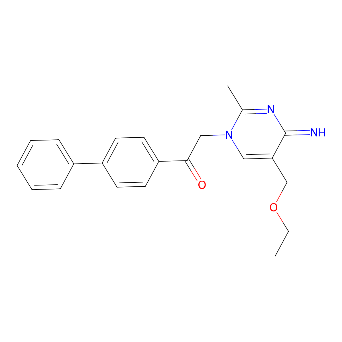 1-(Biphenyl-4-YL)-2-[5-(ethoxymethyl)-4-imino-2-methylpyrimidin-1(4H)-YL]ethanone molecular structure, CAS 339287-20-6