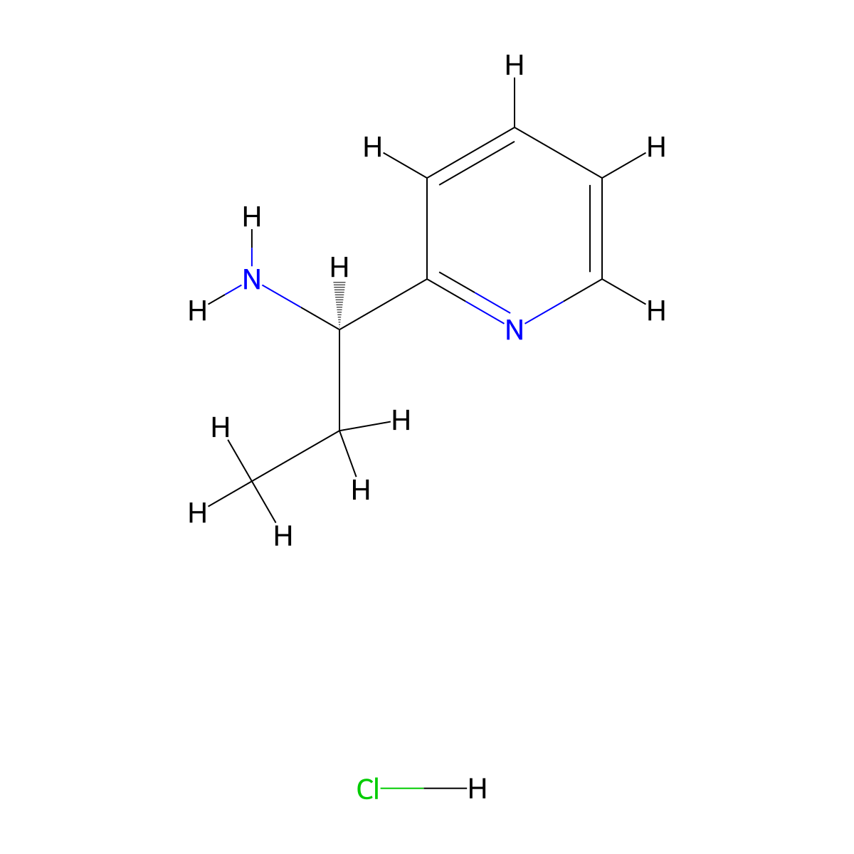 (R)-1-(Pyridin-2-yl)propan-1-amine hydrochloride molecular structure, CAS 339290-42-5
