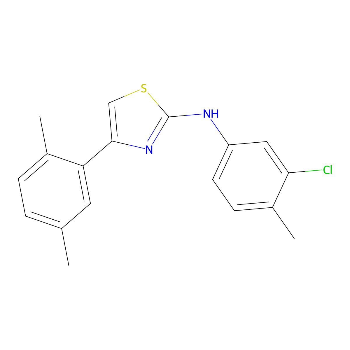 N-(3-chloro-4-methylphenyl)-4-(2,5-dimethylphenyl)-1,3-thiazol-2-amine molecular structure, CAS 339293-11-7