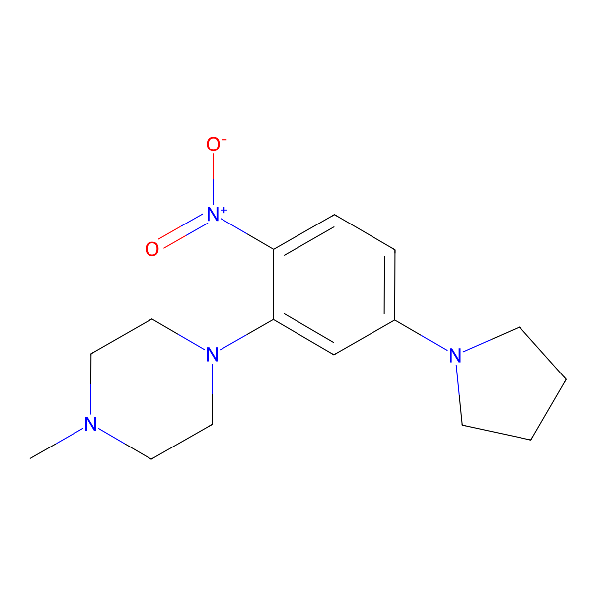 1-Methyl-4-(2-nitro-5-pyrrolidin-1-ylphenyl)piperazine molecular structure, CAS 339297-28-8
