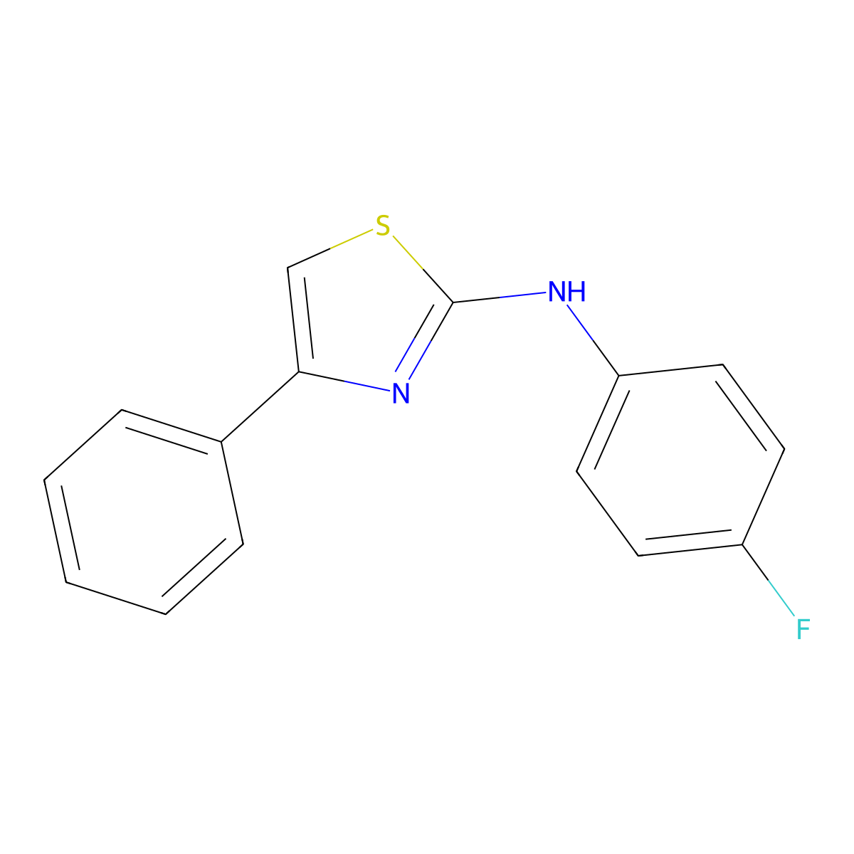 N-(4-Fluorophenyl)-4-phenyl-1,3-thiazol-2-amine molecular structure, CAS 339303-87-6