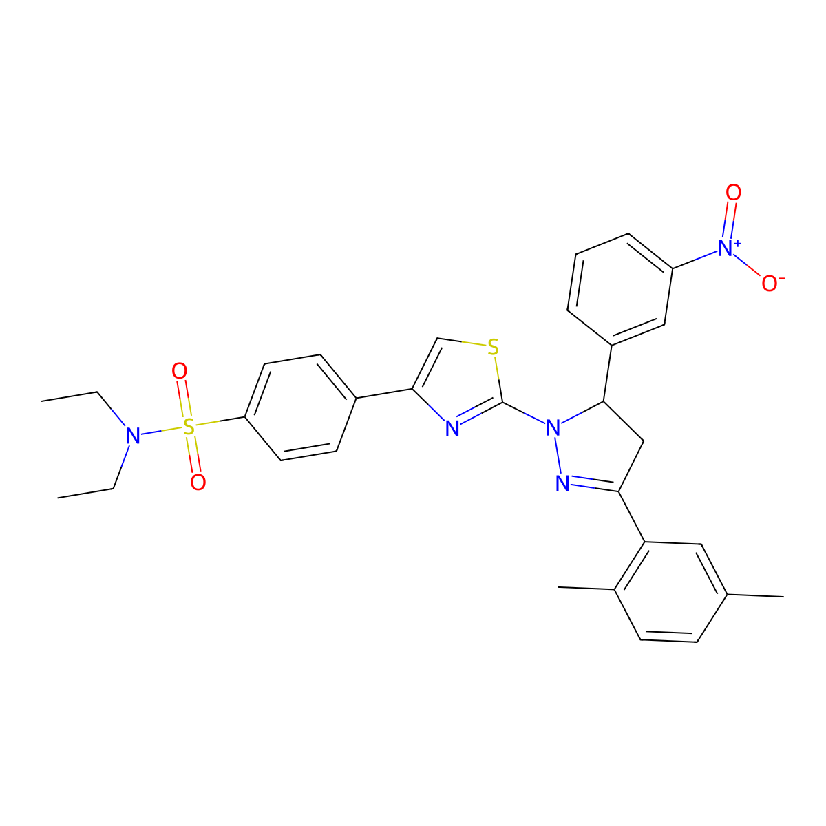 4-[2-[3-(2,5-Dimethylphenyl)-4,5-dihydro-5-(3-nitrophenyl)-1H-pyrazol-1-yl]-4-thiazolyl]-N,N-diethylbenzenesulfonamide molecular structure, CAS 339303-88-7