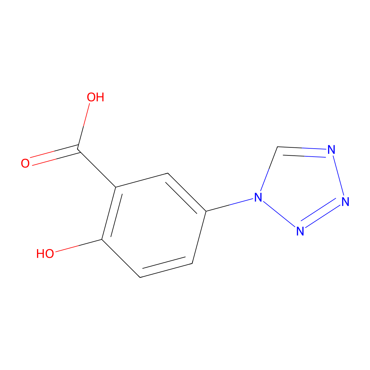 2-hydroxy-5-(1H-tetrazol-1-yl)benzoic acid molecular structure, CAS 339310-80-4