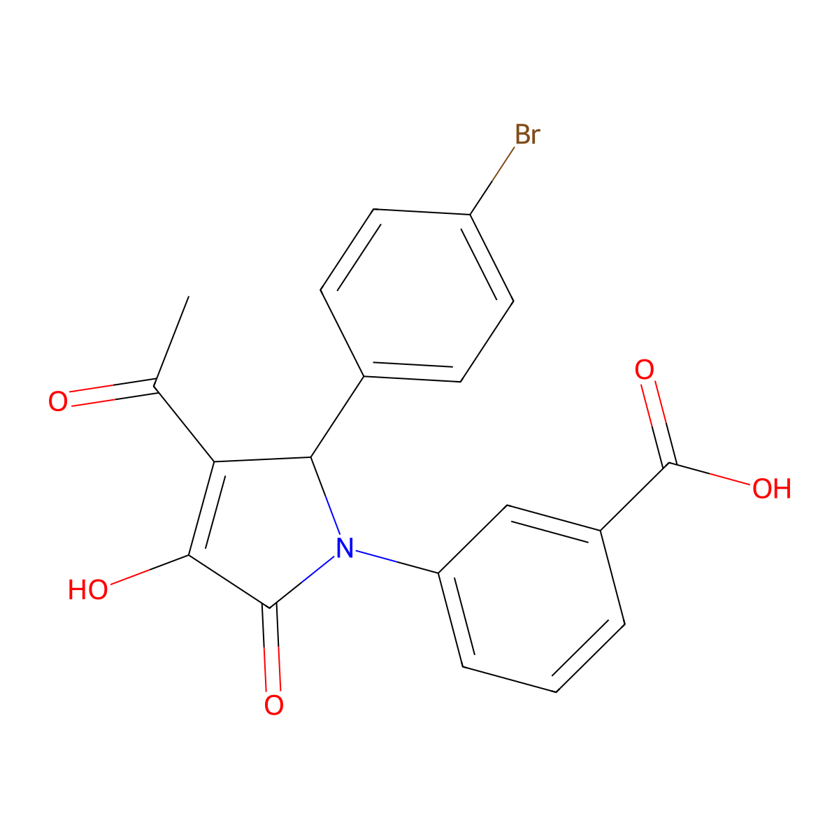 3-[3-acetyl-2-(4-bromophenyl)-4-hydroxy-5-oxo-2H-pyrrol-1-yl]benzoic Acid molecular structure, CAS 339310-88-2