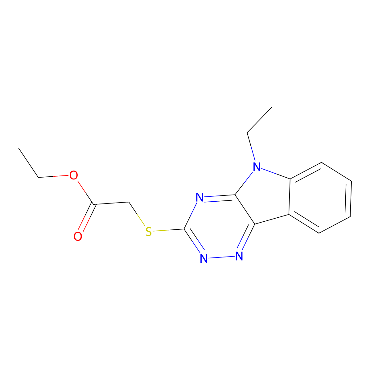 ethyl [(5-ethyl-5H-[1,2,4]triazino[5,6-b]indol-3-yl)sulfanyl]acetate molecular structure, CAS 339312-05-9