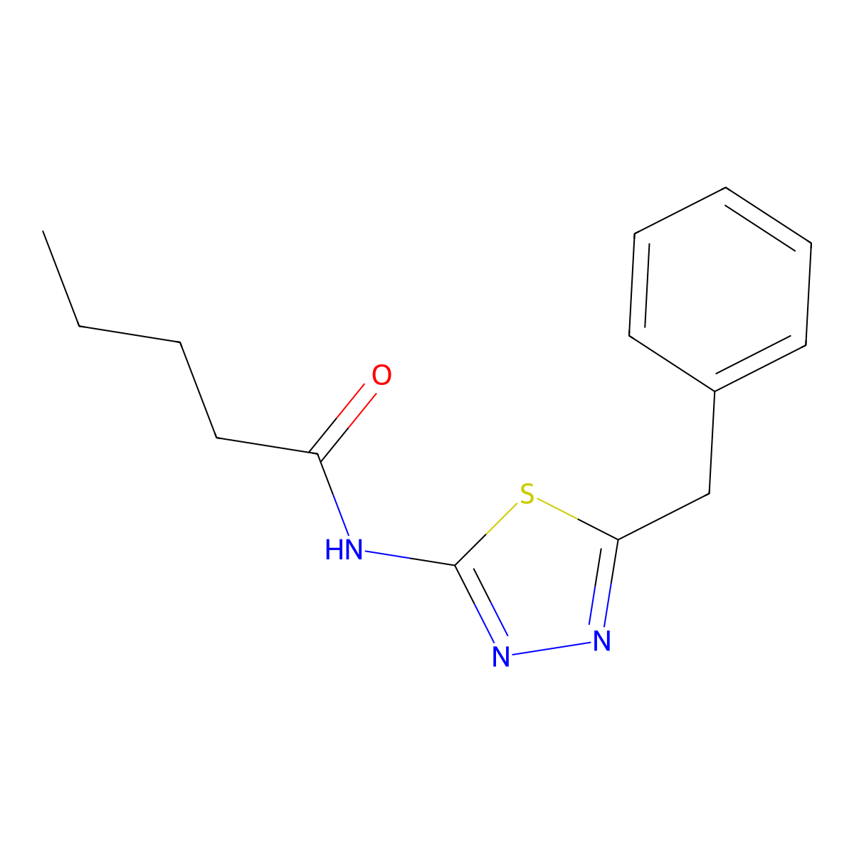 N-(5-benzyl-1,3,4-thiadiazol-2-yl)pentanamide molecular structure, CAS 339312-23-1