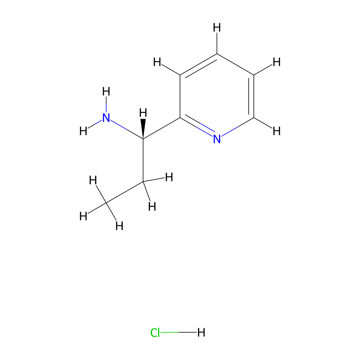 (S)-1-(Pyridin-2-yl)propan-1-amine hydrochloride molecular structure, CAS 339312-61-7