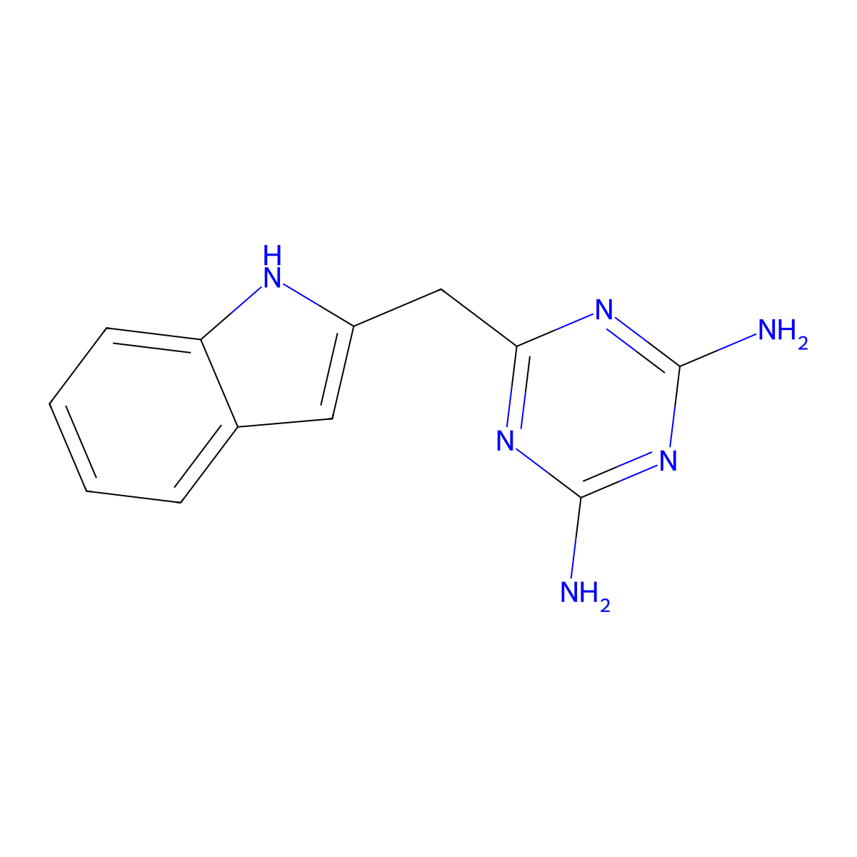 1,3,5-Triazine-2,4-diamine, 6-(1h-indol-2-ylmethyl)- molecular structure, CAS 339313-65-4