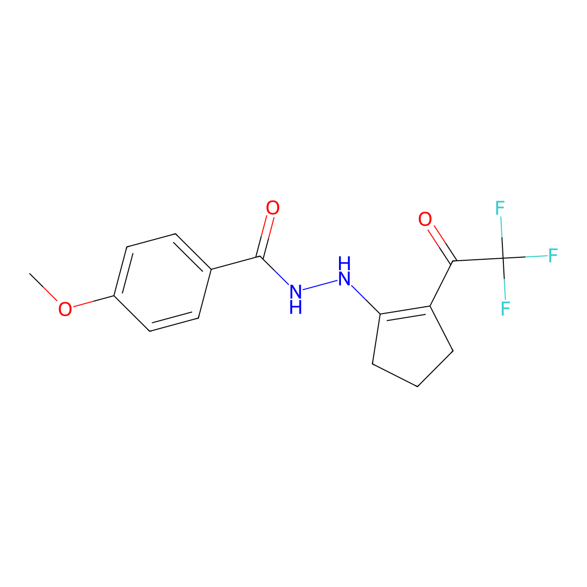 4-methoxy-N'-[2-(2,2,2-trifluoroacetyl)cyclopenten-1-yl]benzohydrazide molecular structure, CAS 339314-11-3
