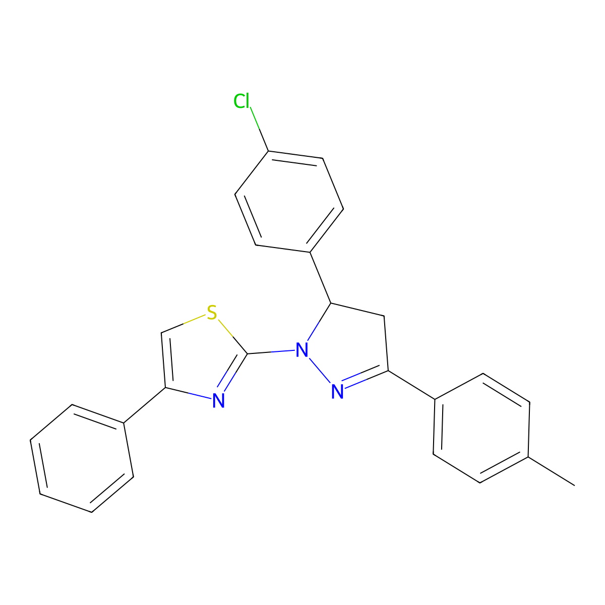 2-[3-(4-Chlorophenyl)-5-(4-methylphenyl)-3,4-dihydropyrazol-2-yl]-4-phenyl-1,3-thiazole molecular structure, CAS 339314-32-8