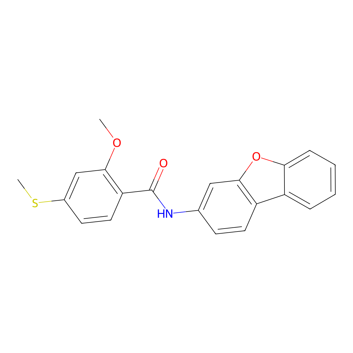 N-dibenzofuran-3-yl-2-methoxy-4-methylsulfanylbenzamide molecular structure, CAS 339314-33-9