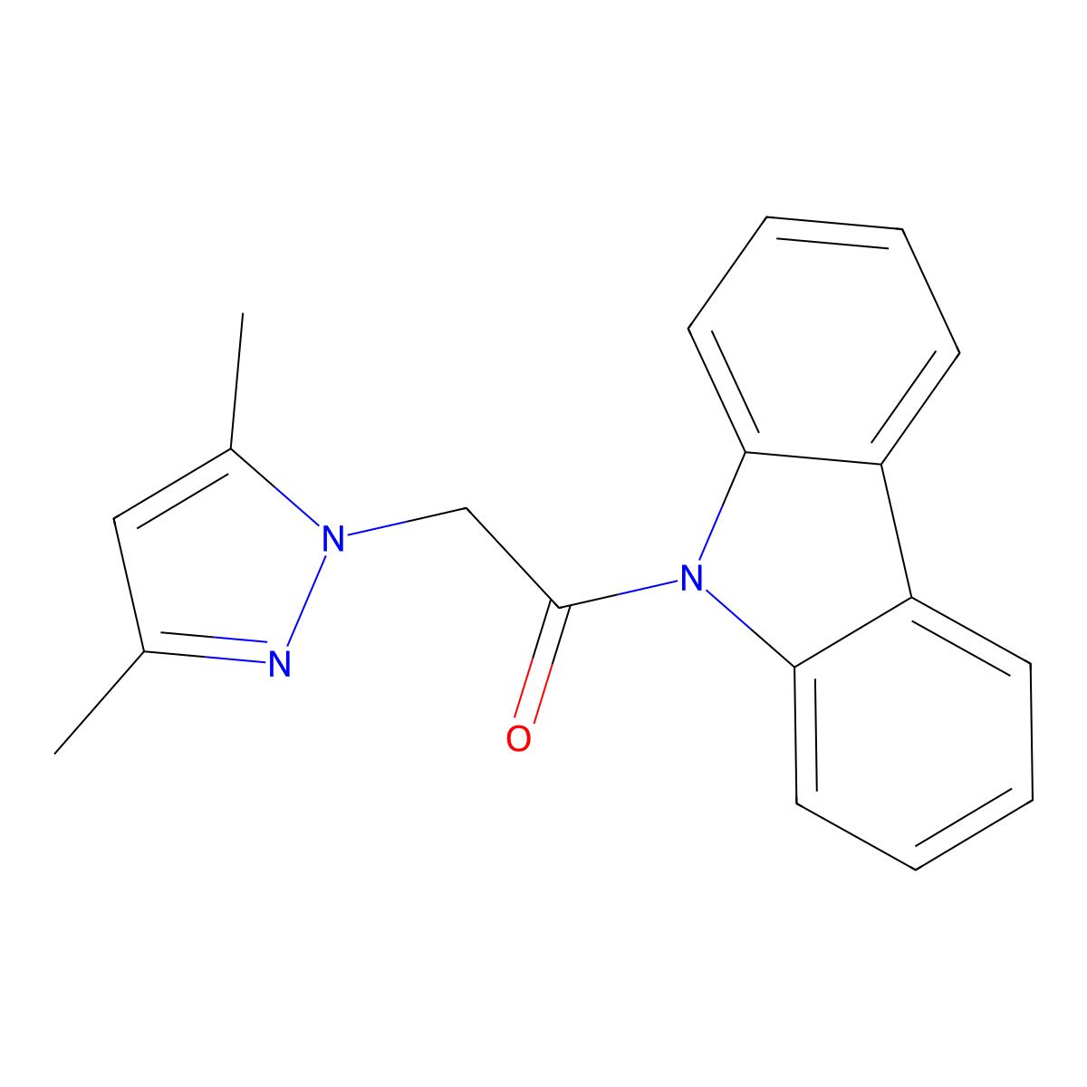 1-Carbazol-9-yl-2-(3,5-dimethyl-pyrazol-1-yl)-ethanone molecular structure, CAS 339316-36-8