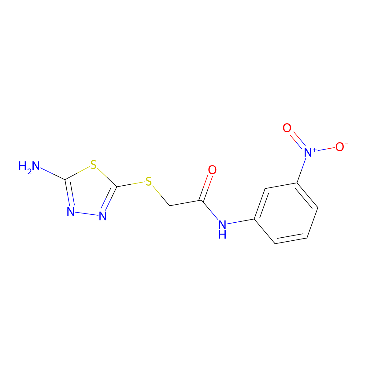 2-[(5-amino-1,3,4-thiadiazol-2-yl)thio]-N-(3-nitrophenyl)acetamide molecular structure, CAS 339318-48-8