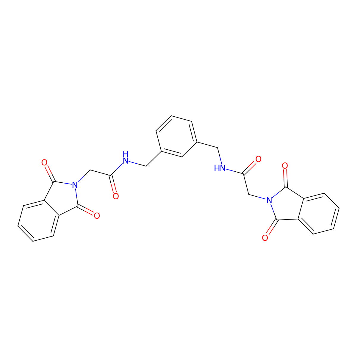 2-(1,3-dioxoisoindol-2-yl)-N-[[3-[[[2-(1,3-dioxoisoindol-2-yl)acetyl]amino]methyl]phenyl]methyl]acetamide molecular structure, CAS 339318-71-7