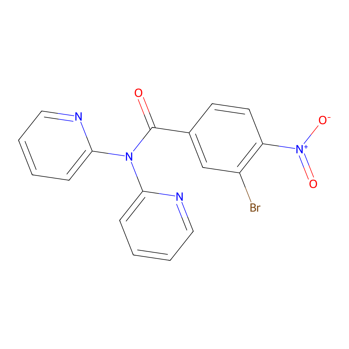 3-bromo-4-nitro-N,N-dipyridin-2-ylbenzamide molecular structure, CAS 339322-14-4