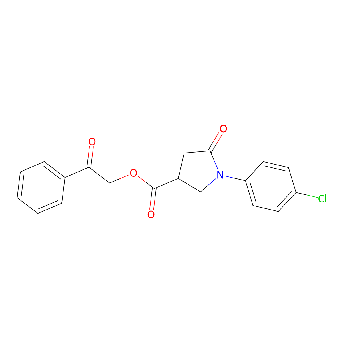 2-Oxo-2-phenylethyl 1-(4-chlorophenyl)-5-oxopyrrolidine-3-carboxylate molecular structure, CAS 339322-43-9