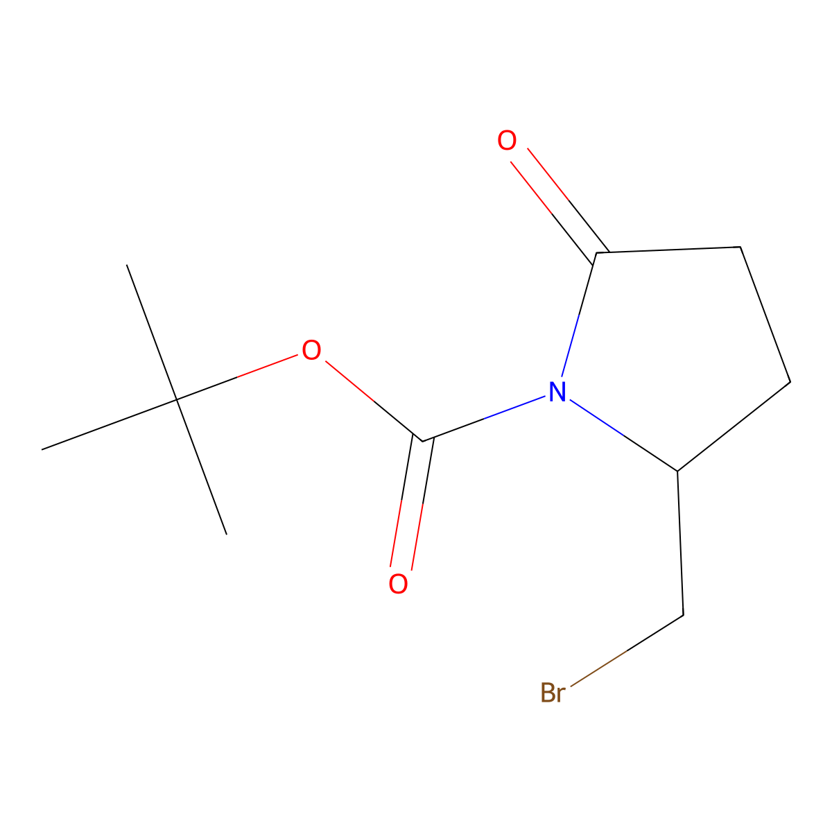 tert-butyl (2S)-2-(bromomethyl)-5-oxopyrrolidine-1-carboxylate molecular structure, CAS 339333-87-8
