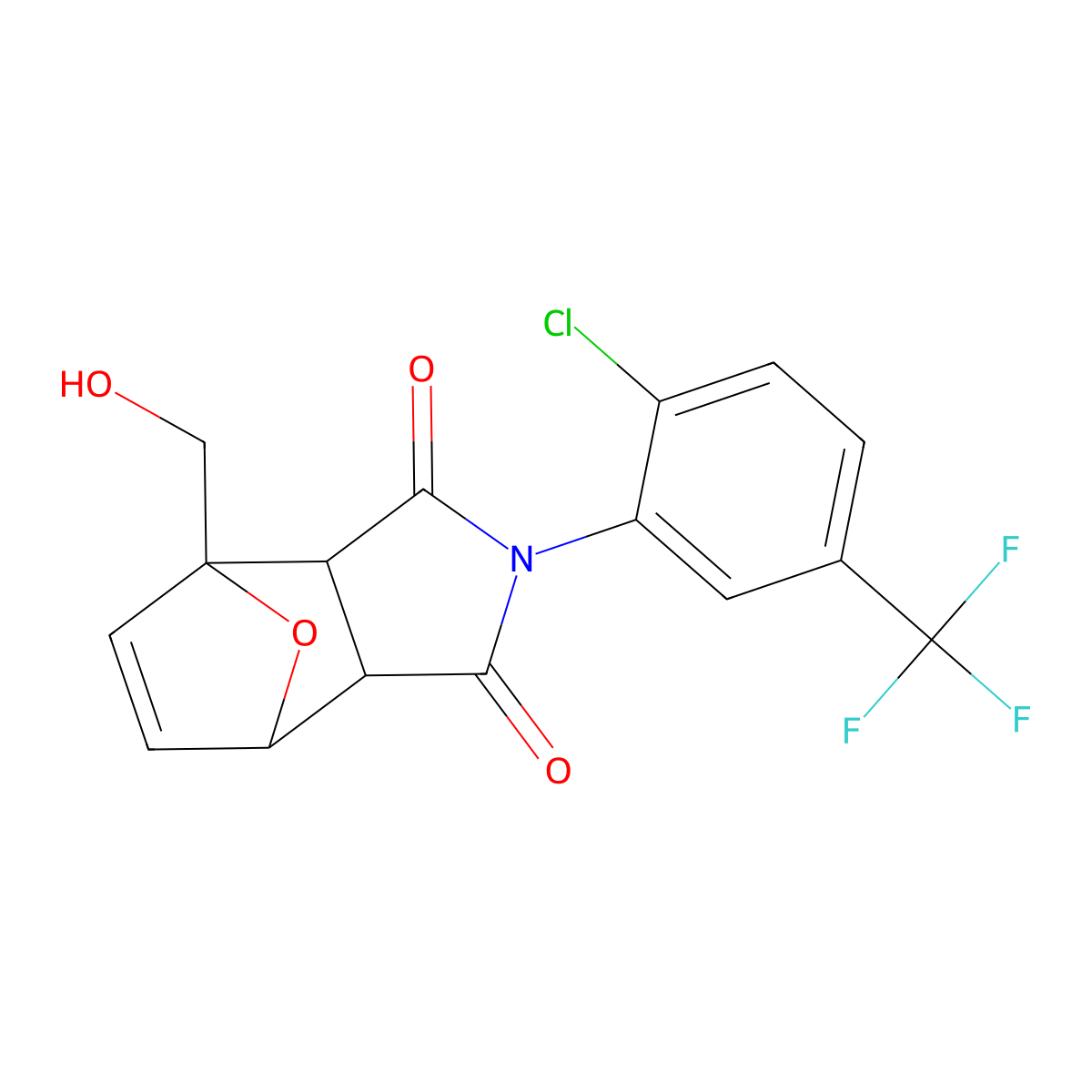 2-[2-chloro-5-(trifluoromethyl)phenyl]-4-(hydroxymethyl)-3a,4,7,7a-tetrahydro-1H-4,7-epoxyisoindole-1,3(2H)-dione molecular structure, CAS 339334-80-4