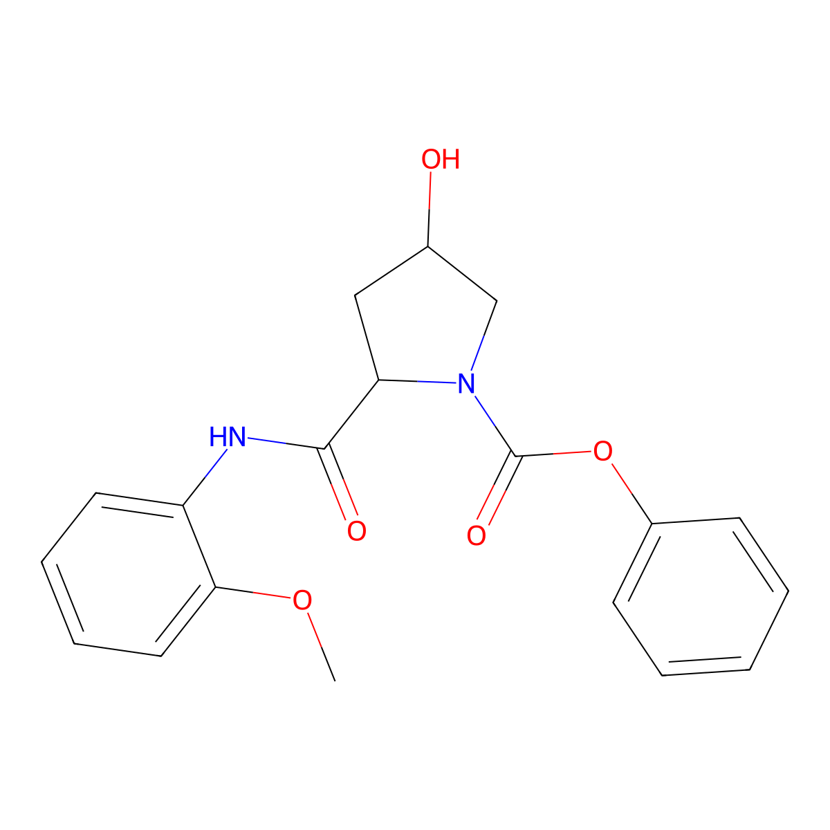 Phenyl 4-hydroxy-2-((2-methoxyphenyl)carbamoyl)pyrrolidine-1-carboxylate molecular structure, CAS 339335-21-6
