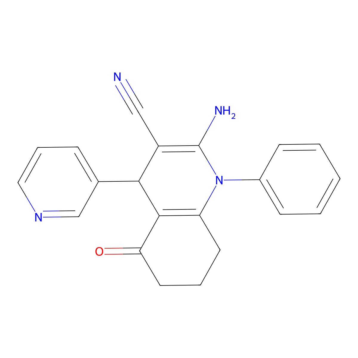 2-Amino-5-oxo-1-PH-4-(3-pyridinyl)-1,4,5,6,7,8-hexahydro-3-quinolinecarbonitrile molecular structure, CAS 339336-44-6