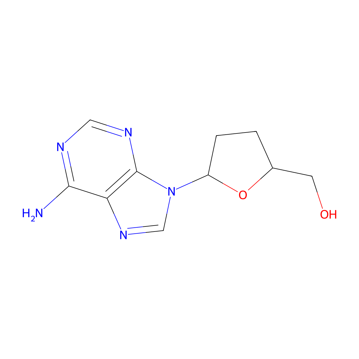 [5-(6-Aminopurin-9-yl)-2-oxolanyl]methanol molecular structure, CAS 339336-87-7