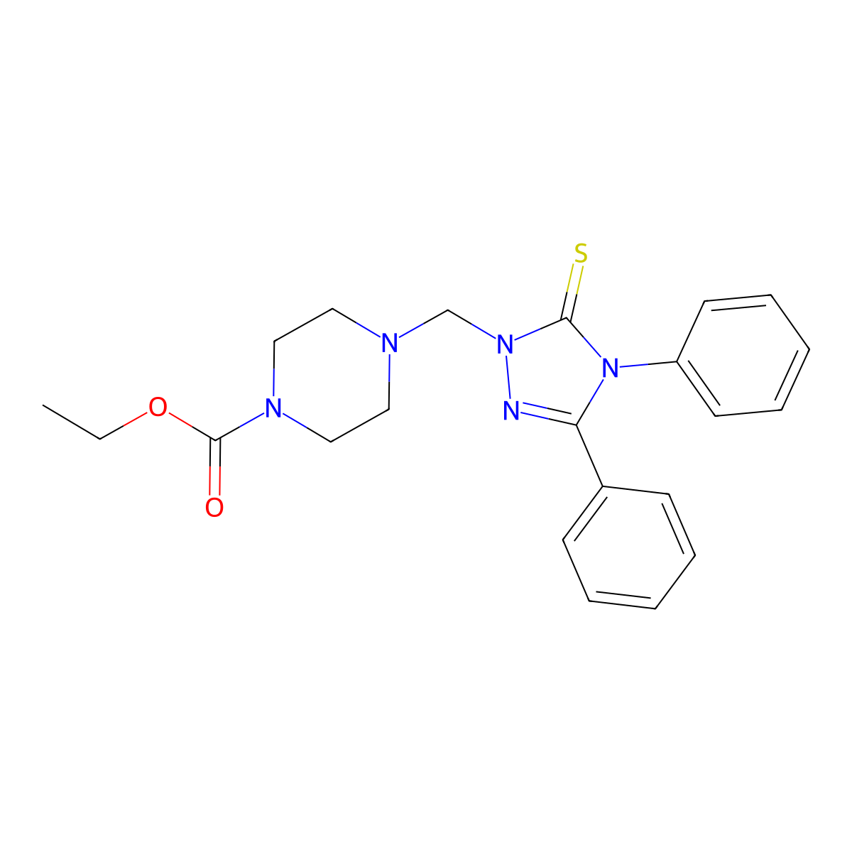 Ethyl 4-[(3,4-diphenyl-5-sulfanylidene-1,2,4-triazol-1-yl)methyl]piperazine-1-carboxylate molecular structure, CAS 339336-95-7