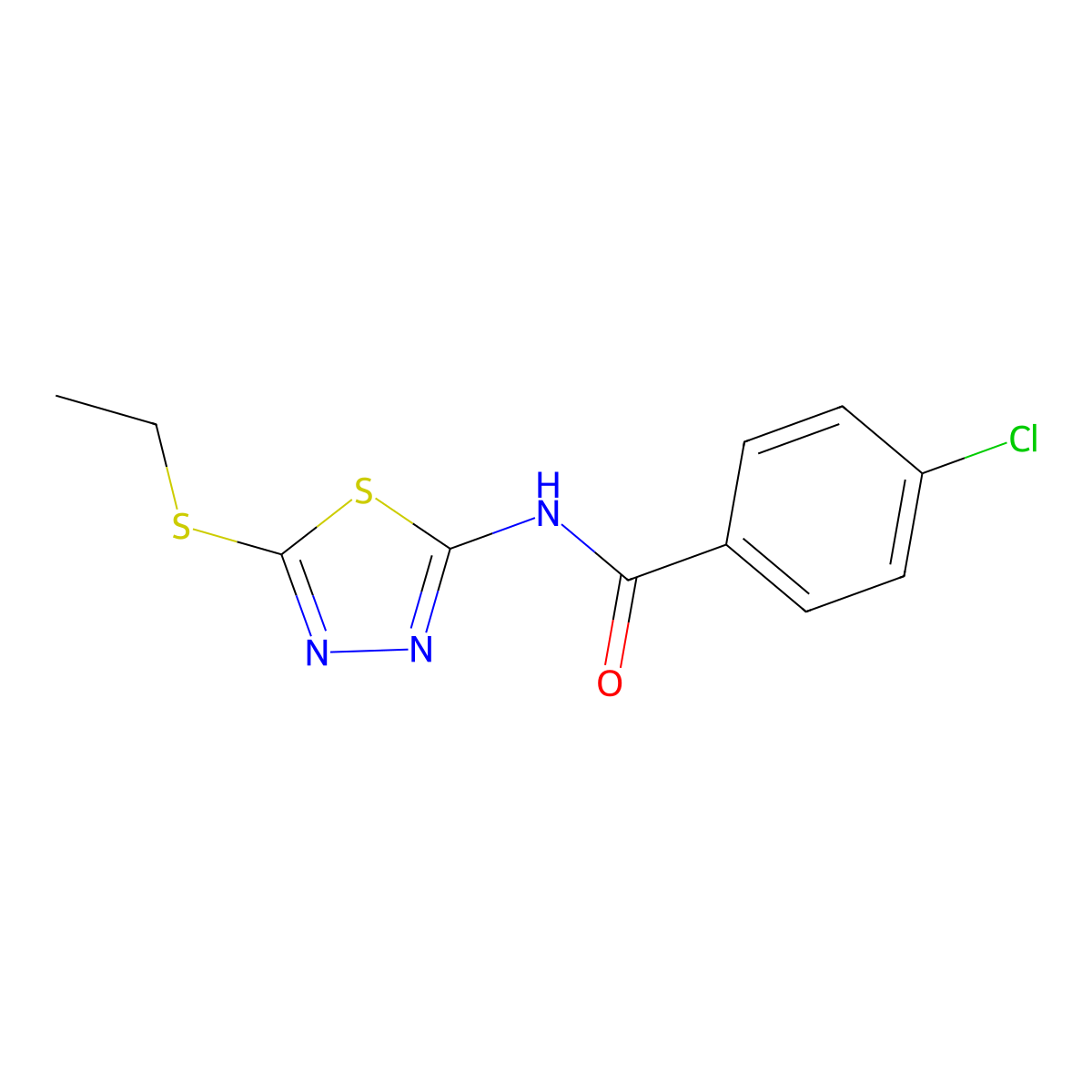 4-chloro-N-[5-(ethylsulfanyl)-1,3,4-thiadiazol-2-yl]benzamide molecular structure, CAS 339337-10-9