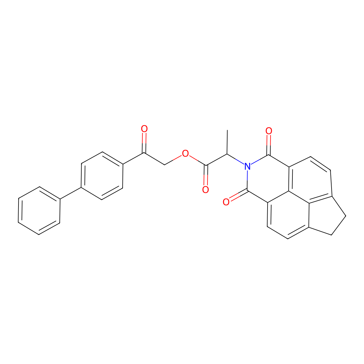 2-([1,1'-biphenyl]-4-yl)-2-oxoethyl 2-(1,3-dioxo-6,7-dihydro-1H-indeno[6,7,1-def]isoquinolin-2(3H)-yl)propanoate molecular structure, CAS 339337-38-1