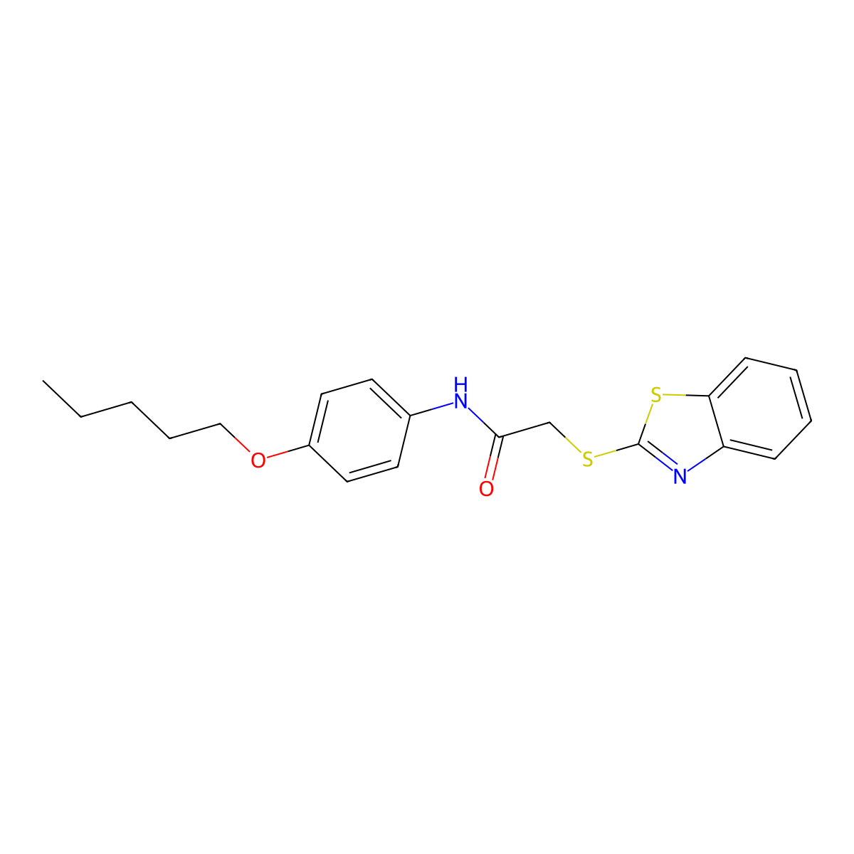 2-(1,3-benzothiazol-2-ylsulfanyl)-N-[4-(pentyloxy)phenyl]acetamide molecular structure, CAS 339337-40-5