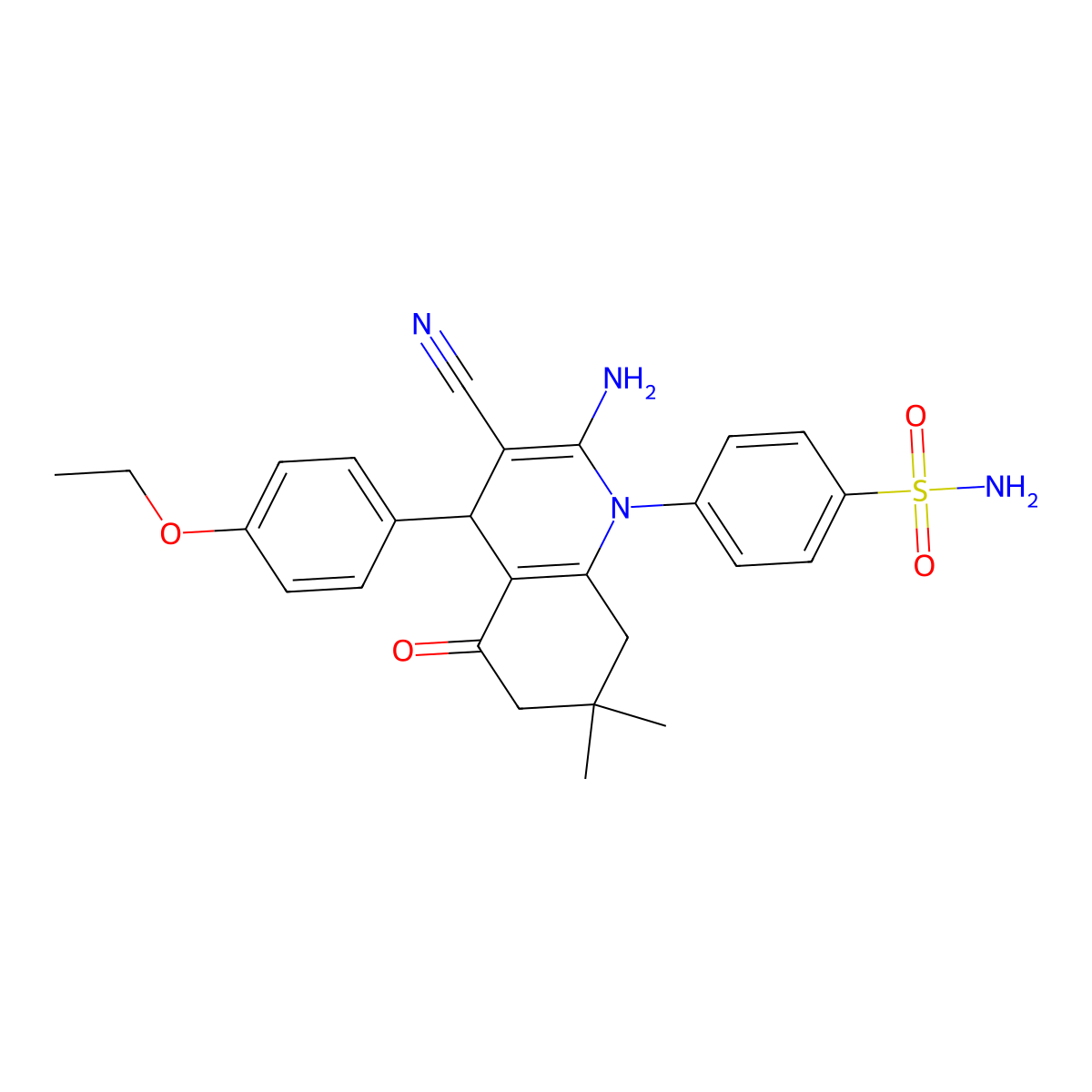 4-(2-Amino-3-cyano-4-(4-ethoxyphenyl)-7,7-dimethyl-5-oxo-5,6,7,8-tetrahydro-1(4H)-quinolinyl)benzenesulfonamide molecular structure, CAS 339339-33-2