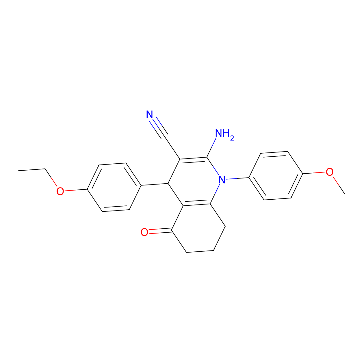 2-Amino-4-(4-ethoxyphenyl)-1-(4-methoxyphenyl)-5-oxo-1,4,5,6,7,8-hexahydro-3-quinolinecarbonitrile molecular structure, CAS 339339-73-0