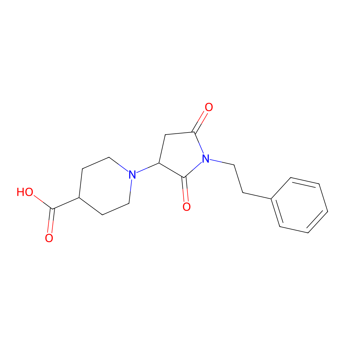 1-[2,5-Dioxo-1-(2-phenylethyl)pyrrolidin-3-yl]piperidine-4-carboxylic acid molecular structure, CAS 339339-83-2