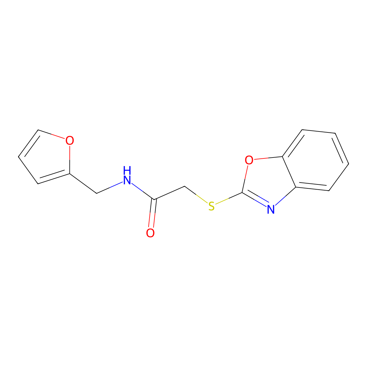 2-(1,3-benzoxazol-2-ylsulfanyl)-N-(furan-2-ylmethyl)acetamide molecular structure, CAS 339340-10-2