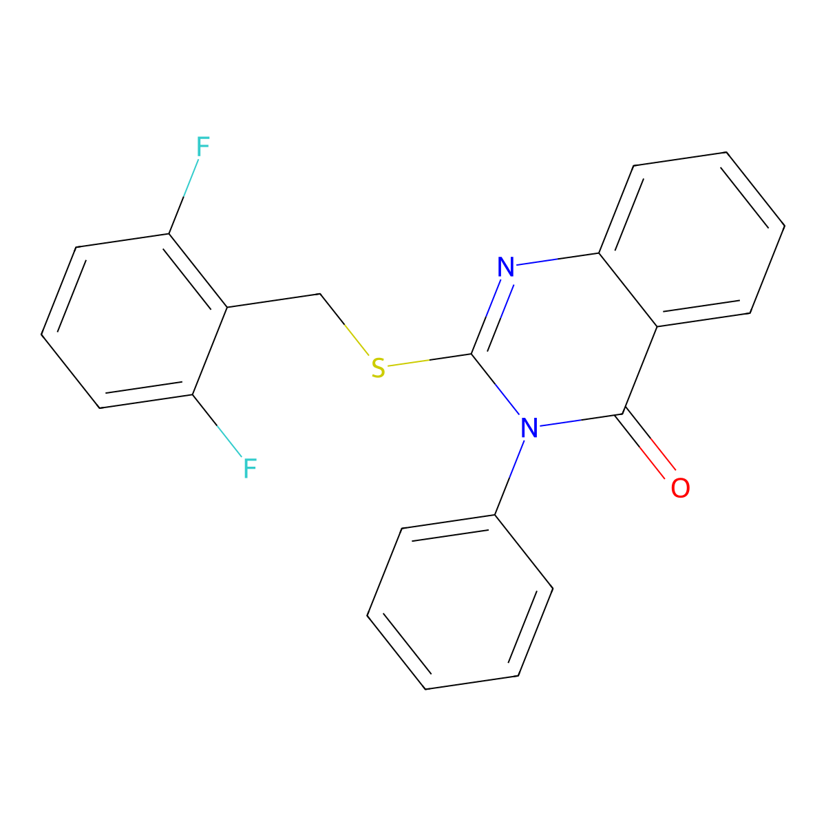 2-[(2,6-Difluorophenyl)methylsulfanyl]-3-phenylquinazolin-4-one molecular structure, CAS 339340-86-2