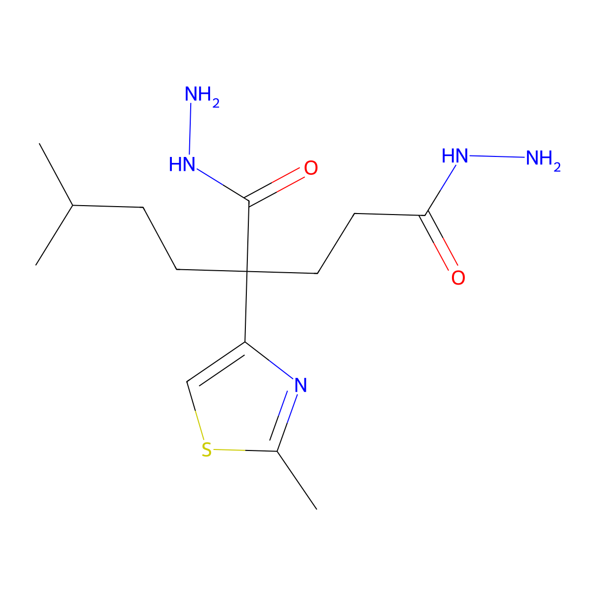2-(3-Methylbutyl)-2-(2-methyl-1,3-thiazol-4-yl)pentanedihydrazide molecular structure, CAS 339341-71-8