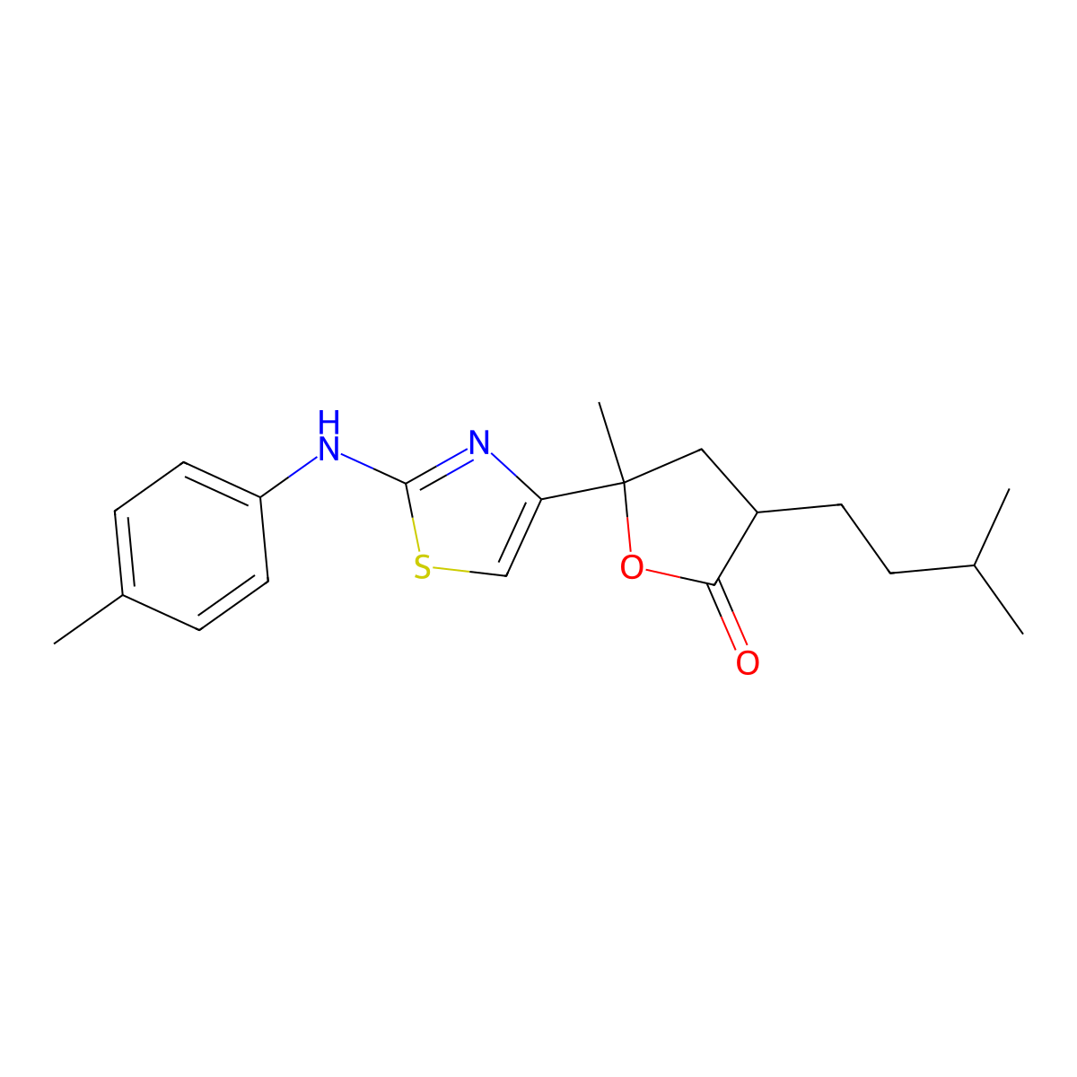5-Methyl-5-[2-(4-methylanilino)-1,3-thiazol-4-yl]-3-(3-methylbutyl)oxolan-2-one molecular structure, CAS 339341-74-1