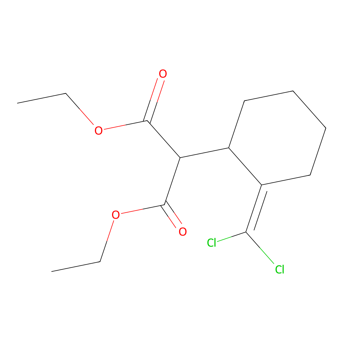 Diethyl 2-(2-(dichloromethylene)cyclohexyl)malonate molecular structure, CAS 339343-20-3