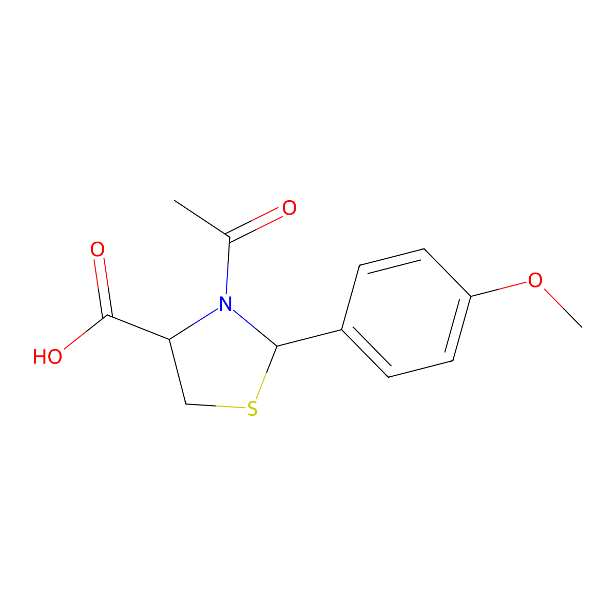 3-Acetyl-2-(4-methoxyphenyl)thiazolidine-4-carboxylic acid molecular structure, CAS 339343-22-5