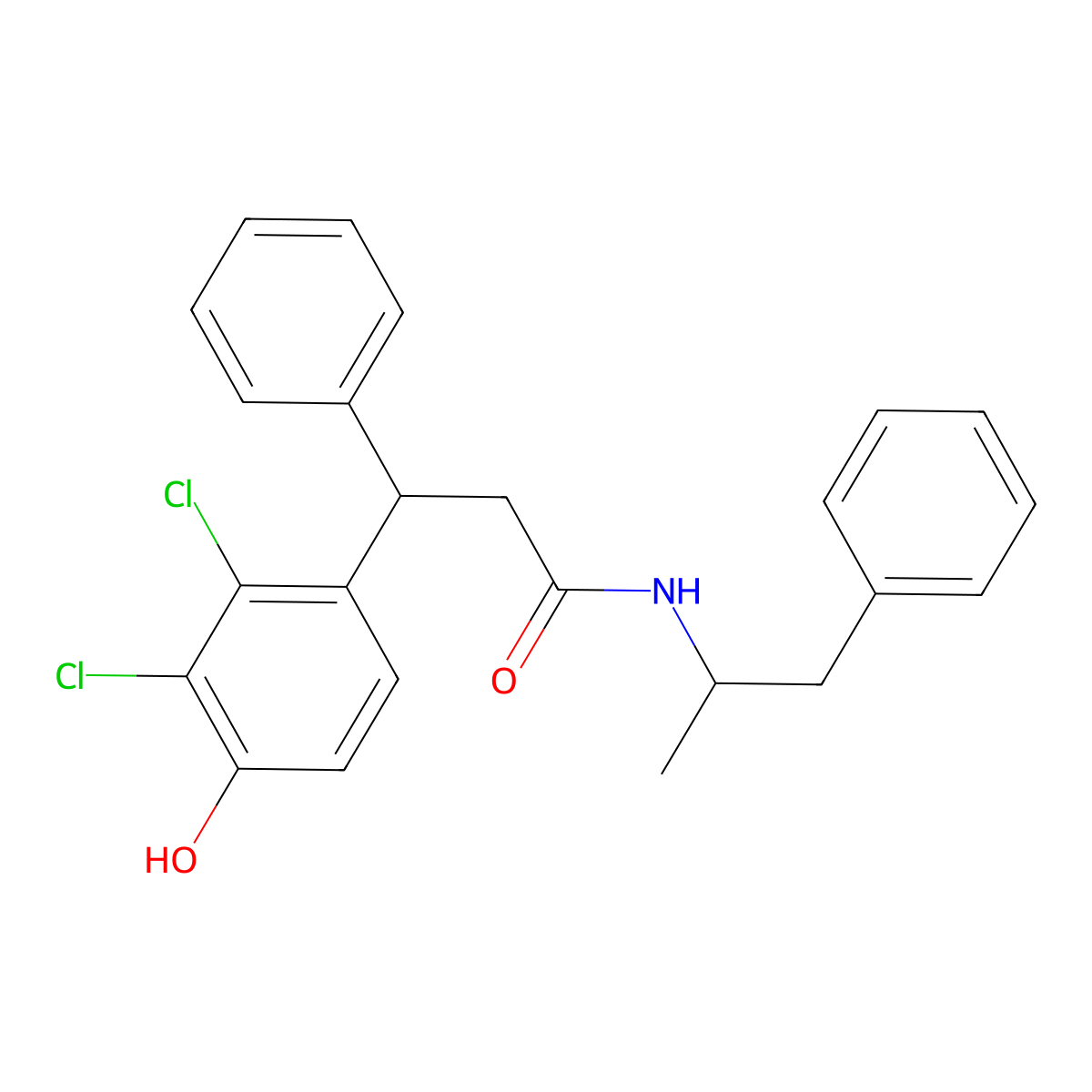 3-(2,3-dichloro-4-hydroxyphenyl)-3-phenyl-N-(1-phenylpropan-2-yl)propanamide molecular structure, CAS 339346-17-7