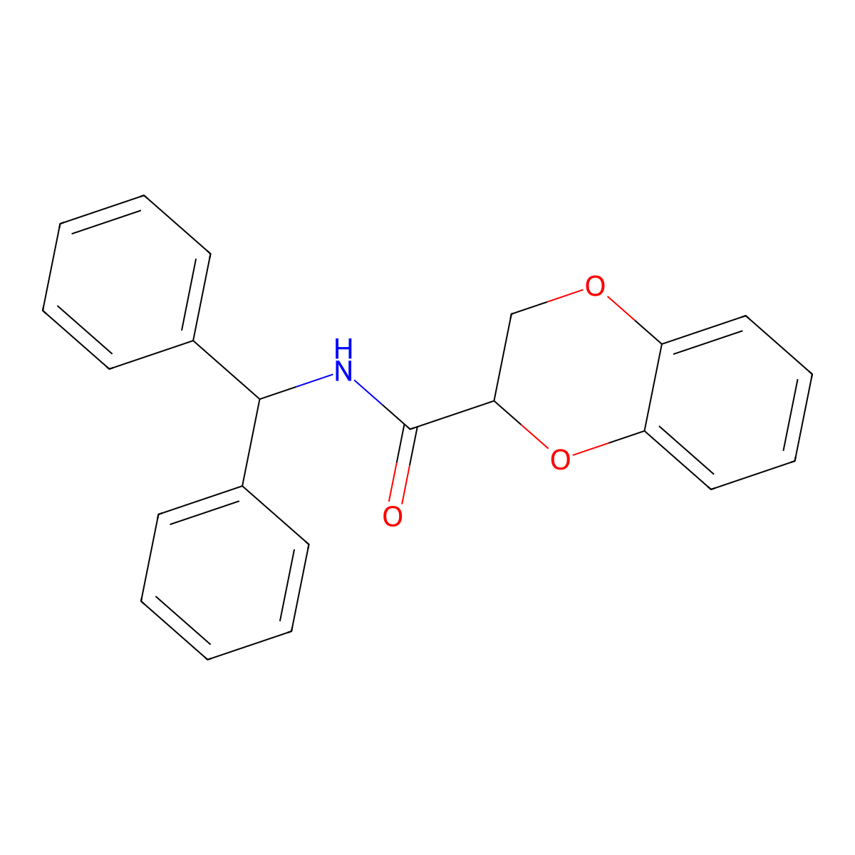 N-benzhydryl-2,3-dihydro-1,4-benzodioxine-3-carboxamide molecular structure, CAS 339346-43-9