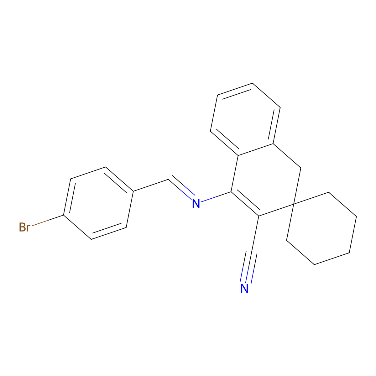 1-[(4-Bromobenzylidene)amino]-3,4-dihydrospiro[naphthalene-3,1'-cyclohexane]-2-carbonitrile molecular structure, CAS 339346-96-2