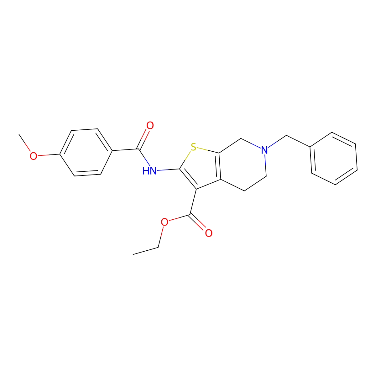 Ethyl 6-benzyl-2-(4-methoxybenzamido)-4,5,6,7-tetrahydrothieno[2,3-c]pyridine-3-carboxylate molecular structure, CAS 339347-95-4