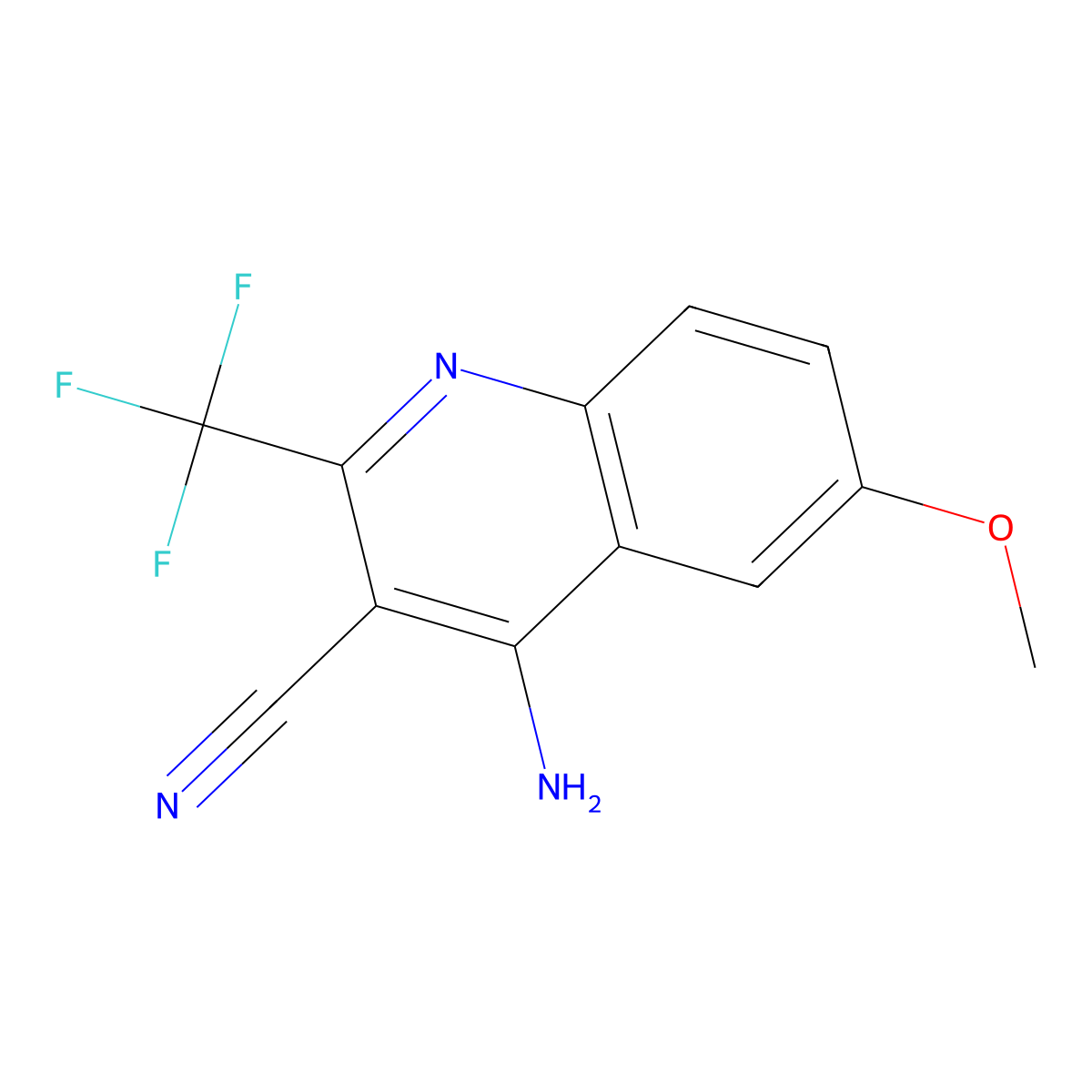 4-Amino-6-methoxy-2-(trifluoromethyl)-3-quinolinecarbonitrile molecular structure, CAS 339348-97-9