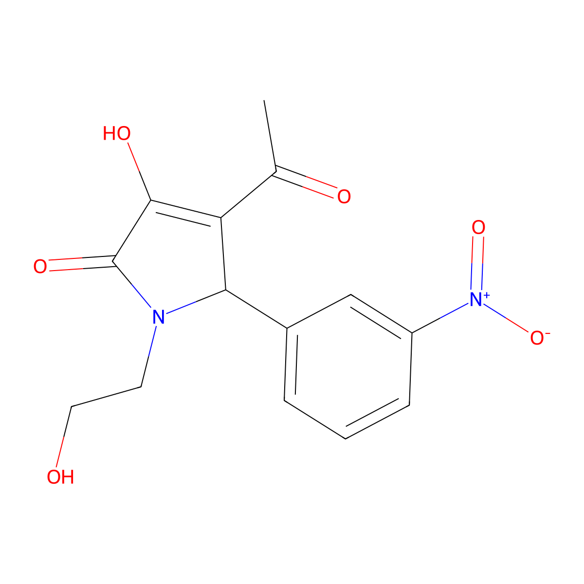 3-acetyl-4-hydroxy-1-(2-hydroxyethyl)-2-(3-nitrophenyl)-2H-pyrrol-5-one molecular structure, CAS 339360-06-4
