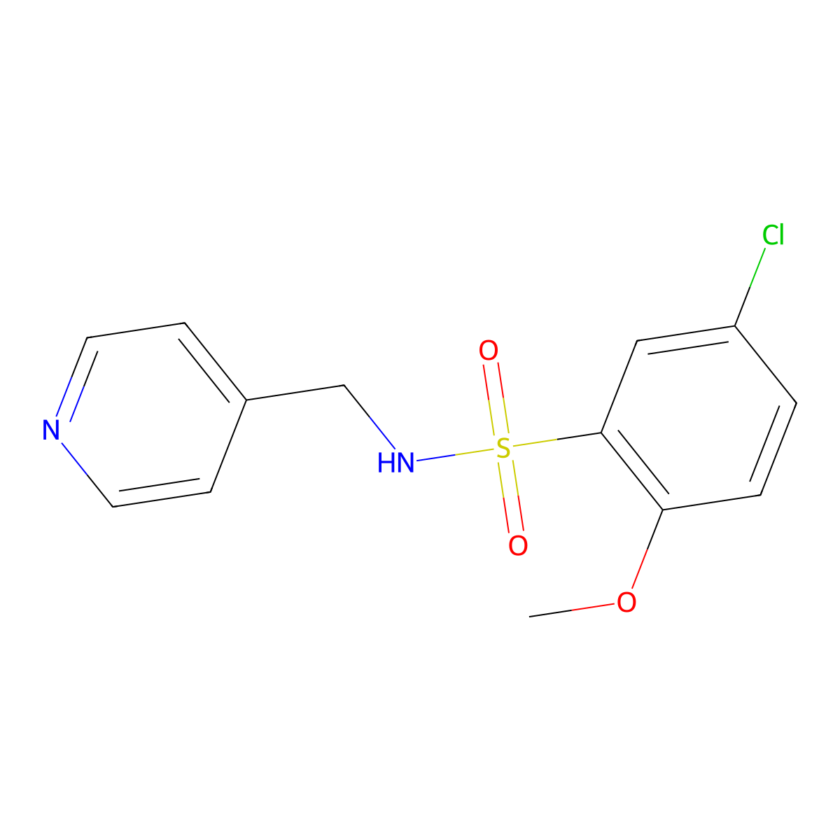 5-chloro-2-methoxy-N-(pyridin-4-ylmethyl)benzenesulfonamide molecular structure, CAS 339360-57-5