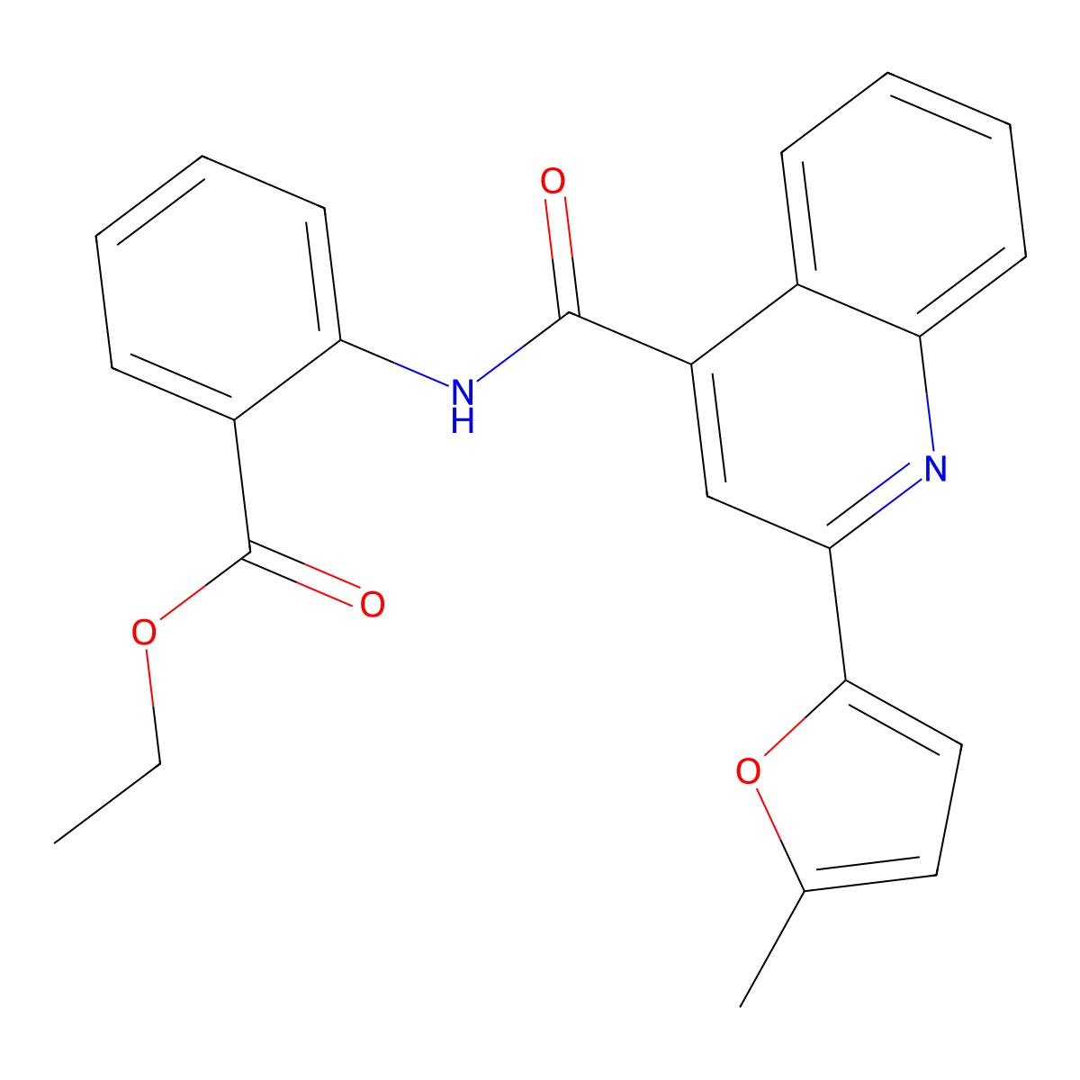 Ethyl 2-[[2-(5-methylfuran-2-yl)quinoline-4-carbonyl]amino]benzoate molecular structure, CAS 339361-56-7