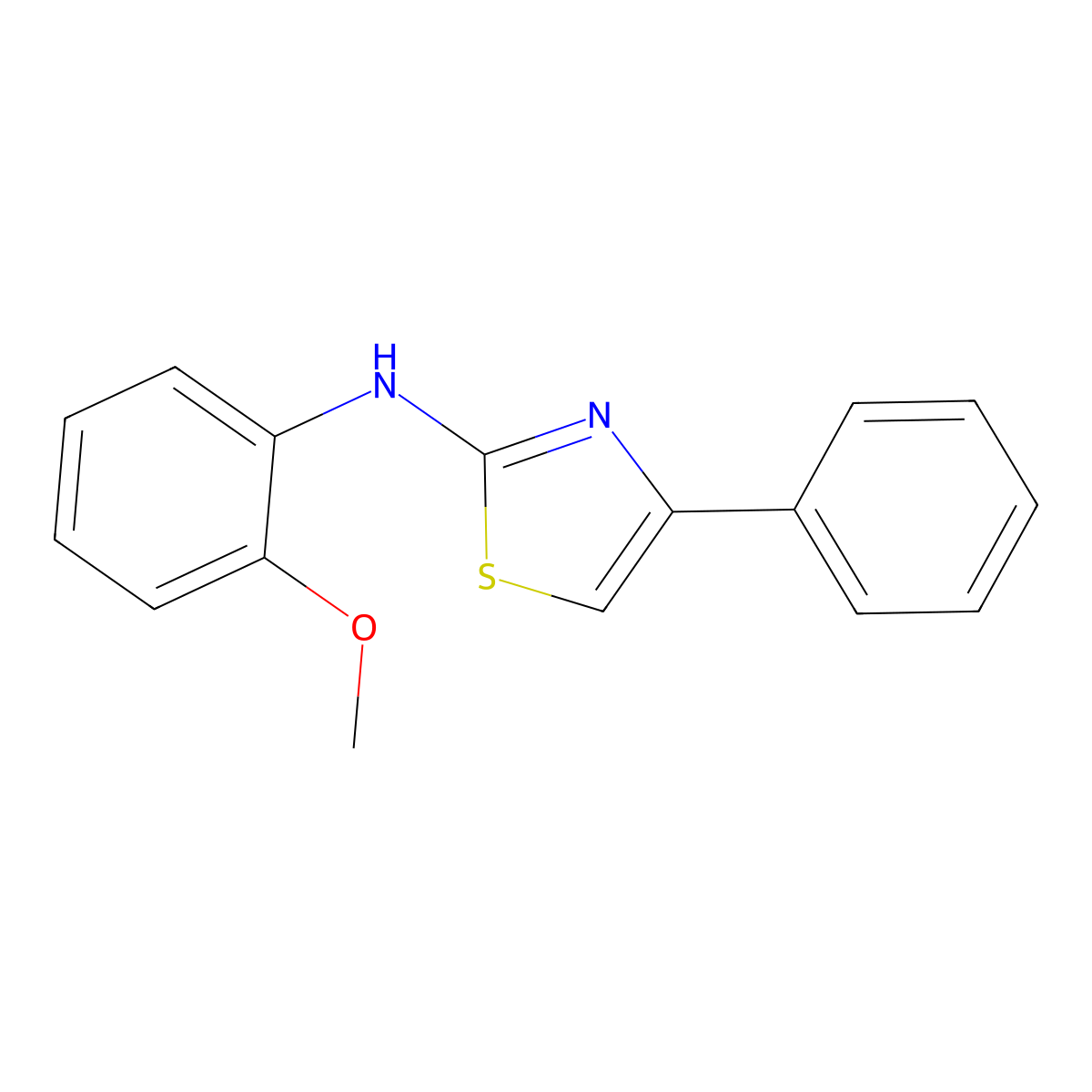 N-(2-methoxyphenyl)-4-phenyl-1,3-thiazol-2-amine molecular structure, CAS 3394-23-8