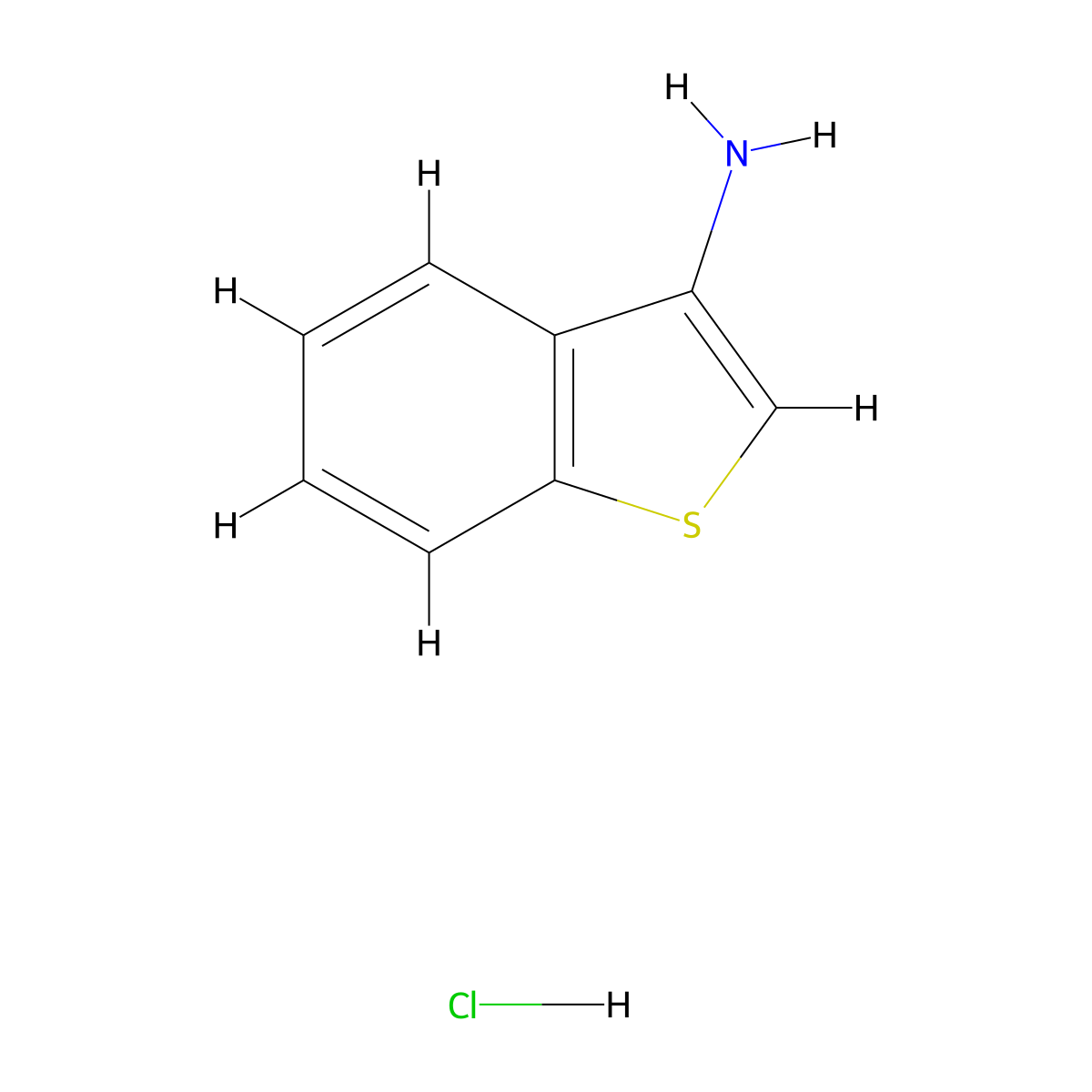 Benzo[b]thiophen-3-amine hydrochloride molecular structure, CAS 3394-36-3
