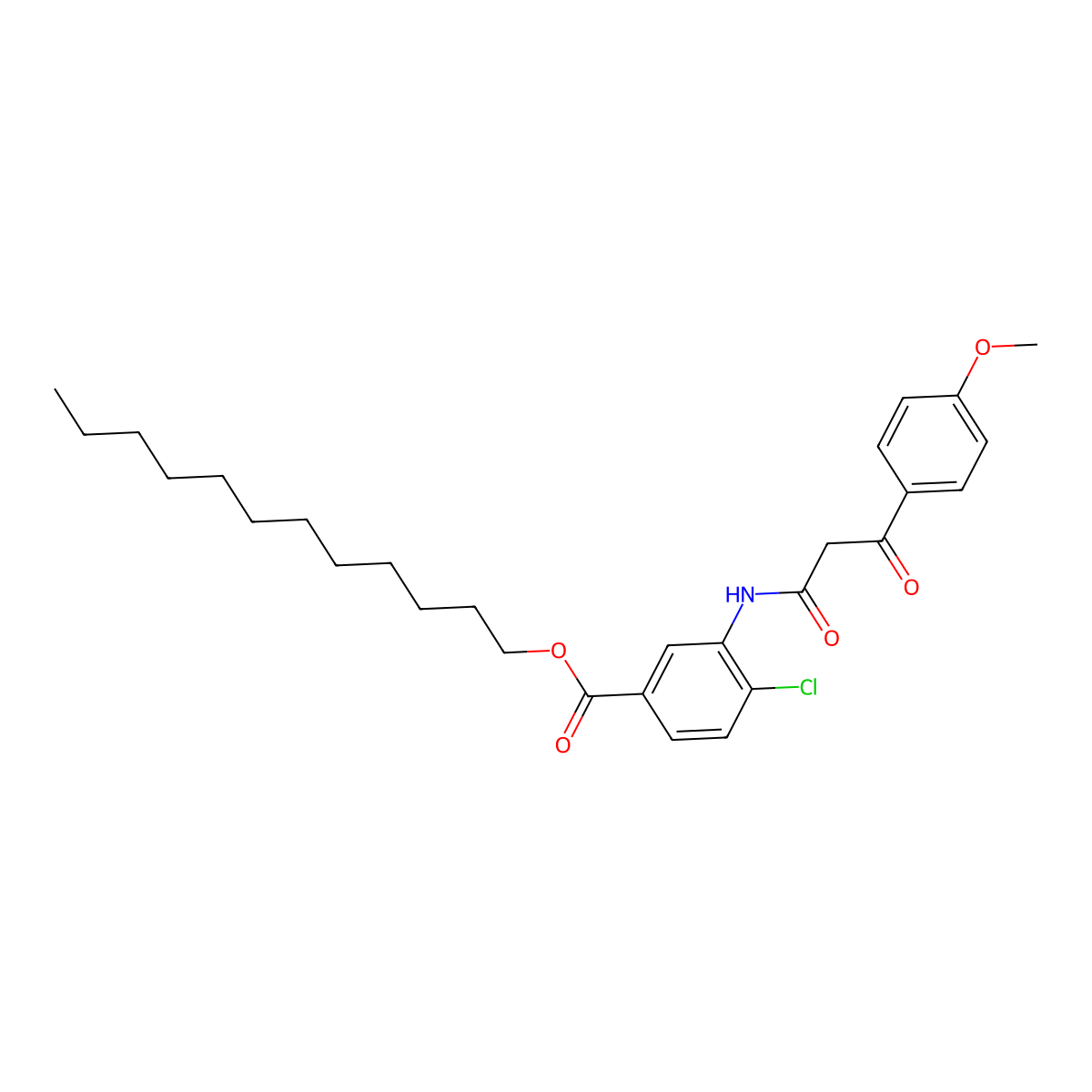 Benzoic acid, 4-chloro-3-[[3-(4-methoxyphenyl)-1,3-dioxopropyl]amino]-, dodecyl ester molecular structure, CAS 33942-96-0